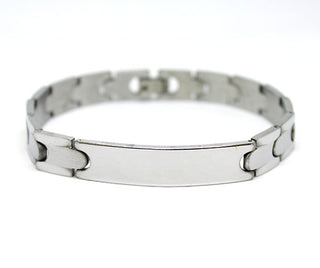 Pulsera de hombre V-Link satinada y pulida con placa central