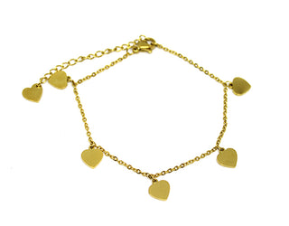 Bracciale Donna Maglia a Catena fine con Charms Cuoricini piccoli Gold