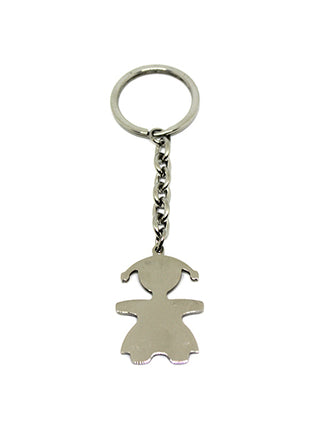 Llavero de acero con forma de niña.