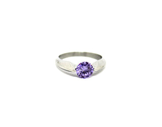 Anello Solitario con pietra Viola