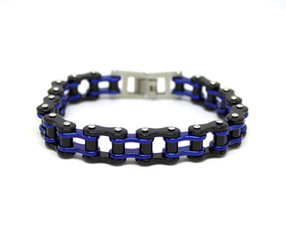 Bracciale Uomo Maglia a Catena della Motocicletta Blu e Nero