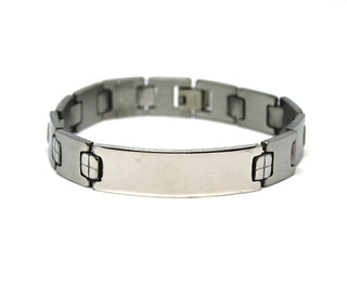 Bracciale Uomo Maglie ad H e Quadrate con Piastrina