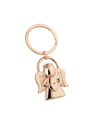 Llavero de Oro Rosa con Colgante en Forma de Ángel