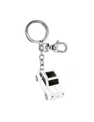 Llavero con Colgante en forma de Coche Vintage Blanco y Mosquetón