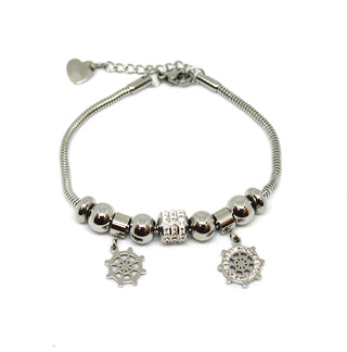 Bracciale Donna Maglia a Pallini con Charms Timoni e Cristalli