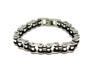 Bracciale Uomo Maglia a Catena della Motocicletta Nero e Silver