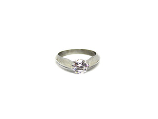 Anello Solitario con pietra Bianca