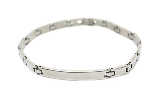 Bracciale Uomo fine Maglie Rettangolari con Piastrina