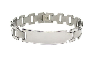 Bracciale Uomo spesso Maglie Rettangolari con Piastrina