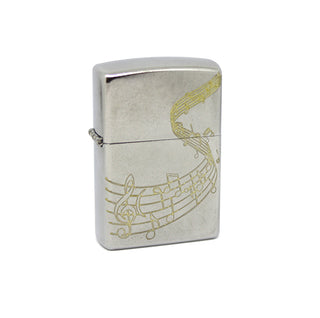 Accendino Zippo Silver con l'incisione di un Pentagramma Musicale