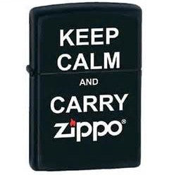 Accendino Zippo Nero con scritta Keep Calm