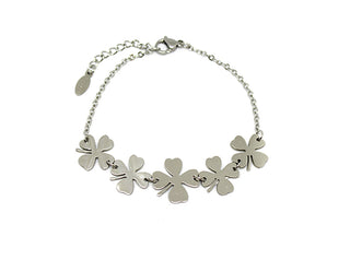 Bracciale Donna Maglia a Catena fine con Quadrifogli Centrali
