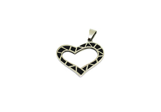 Ciondolo a forma di Cuore Nero e Silver