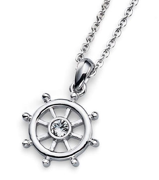 Collana timone e cristalli. Rodio
