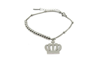 Bracciale Donna Maglia a Catena e a Pallini con Corona