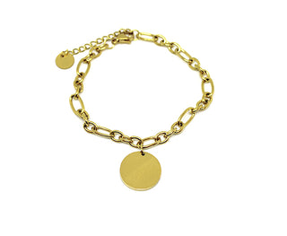 Bracciale Donna Gold Maglia a Catena alternata con Charm Tondo