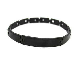 Bracciale Uomo Nero Maglie sottili con Piastrine spesse