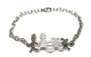 Pulsera familiar de eslabones con mamá, papá y 2 niñas