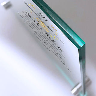 Targa Cristallo Anniversario di Matrimonio | Regalo per nozze d'oro, argento, rubino, smeraldo perla e diamante | Personalizza Nomi e dedica