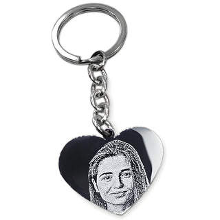 Portachiavi a cuore con foto incisa | Regalo Natale 2024 Personalizzato | Cuore portachiavi in acciaio | Fotoincisione e Incisione sul retro