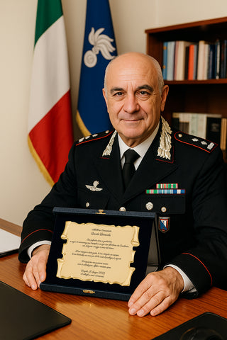 Elegante Targa Commemorativa Personalizzabile | Testo e Foto | Laurea, Pensione, Matrimonio, Anniversario | Personalizzata con dedica e Immagini | (Targhetta Dorata, Cofanetto Deluxe Blu)