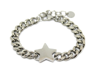 Bracciale Donna Maglia a Catena piatta spessa con Stella centrale