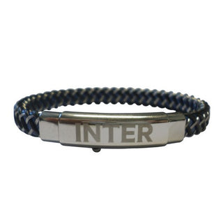 Pulsera Inter con correa trenzada y placa.