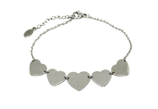 Pulsera de Mujer de Cadena Fina con Cinco Corazones