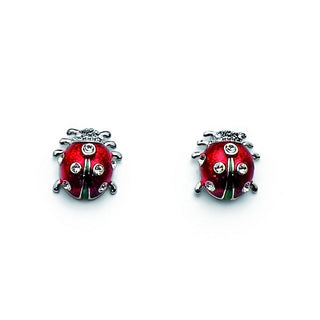 Pendientes mini mariquita cristal rodio