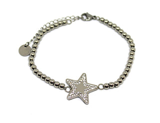 Pulsera de Mujer de Malla de Puntos con Estrella Central y Cristales