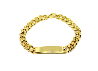 Bracciale Uomo Oro Maglia Gourmette a taglio diamante con Piastrina