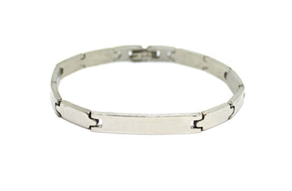 Bracciale Uomo Maglie Rettangolari alternate con Piastrina centrale