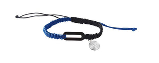 Pulsera Inter de tejido azul y negro con óvalo de cerámica y escudo colgante