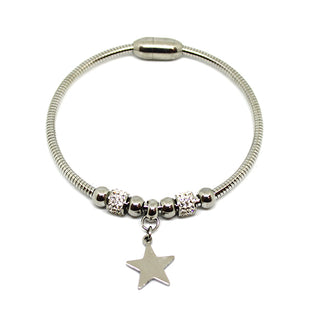 Pulsera Rígida de Mujer con Cristales y Colgante Estrella con Cierre Magnético