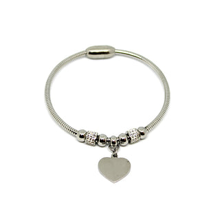 Bracciale Donna Rigido con Cristalli e Ciondolo Cuore con Chiusura Magnetica