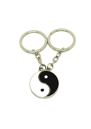 Llavero doble de acero con forma de Ying y Yang