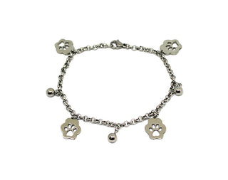 Bracciale Donna Maglia Tonda con Charms Zampe e Pallini