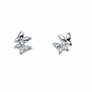 Pendientes mariposa de rodio y cristal