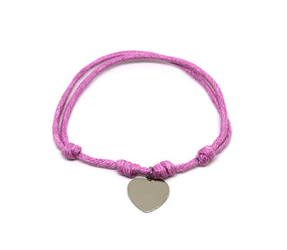 Bracciale Donna con Cordino Rosa e Ciondolo a Cuore