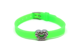 Bracciale Bambino in Silicone Verde con Farfalla e cristalli e Chiusura a Fibbia