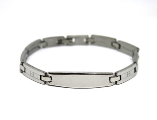 Pulsera de Hombre eslabones en forma de H con placa redondeada