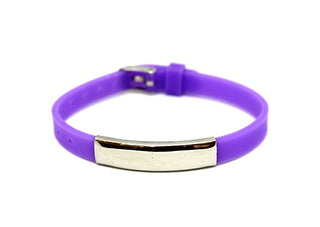 Bracciale Donna in Silicone Viola con Piastrina e Chiusura a Fibbia