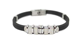 Pulsera de caucho para hombre con placas dentadas