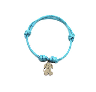 Pulsera de Mujer con Cordón Azul y Colgante de Perro