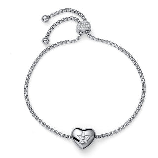 Pulsera suave ajustable con corazón y cristal.