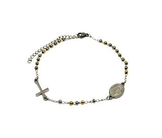 Pulsera Rosario de Plata Fina y Oro