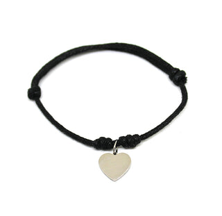 Pulsera de Mujer con Cordón Negro y Colgante de Corazón