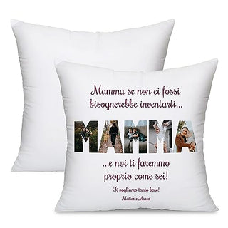 Cojín Genérico 40x40 cm Personalizado para Mamá | Almohada Mamá con Foto | Idea de regalo para el Día de la Madre o Cumpleaños | Cojín estampado con respaldo de color