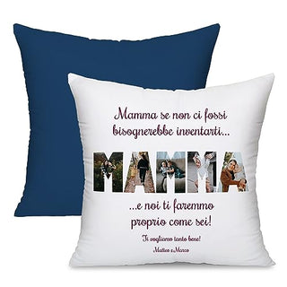 Cojín Genérico 40x40 cm Personalizado para Mamá | Almohada Mamá con Foto | Idea de regalo para el Día de la Madre o Cumpleaños | Cojín estampado con respaldo de color