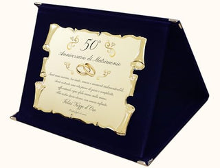 Regalo Anniversario Personalizzato | Targa Anniversario di Matrimonio | Regalo per nozze d'oro, d'argento, rubino, diamante | Cofanetto con Targa a Pergamena